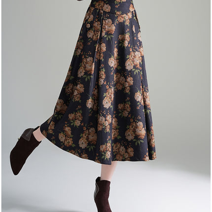 Women's Rabbit Dance (Mi Mi Dance) Print Midi Skirt A-Line Umbrella Skirt with Flared Hem