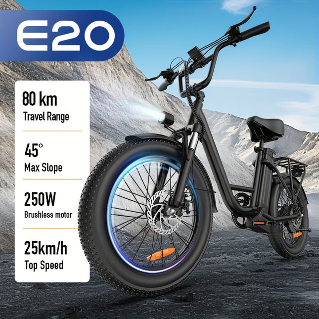 50.8cm All-Terrain Fat Tire Electric Bicycle: 48V 13Ah Extended Battery