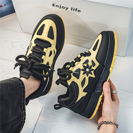 Men'S Shoes Featuring a Unique Floral Color-Block Design! Trendy And Comfortable Sneakers