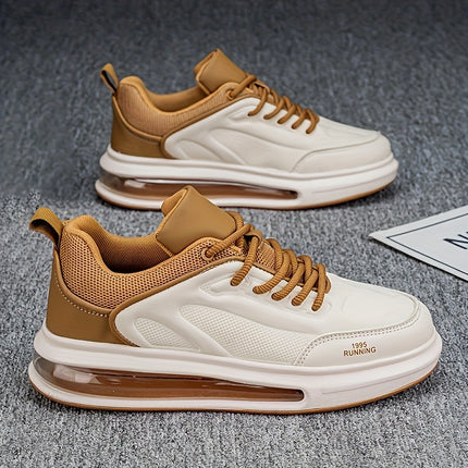 Men's Low-Top Sneakers - PU Upper & Rubber Sole, All-Season Lace-Up Casual Shoes