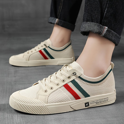 Breathable Lightweight Men's Casual Sneakers | Low-Top Lace-Up Design with Fabric Upper & PVC Sole,