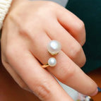 Golden White Pearl Ring