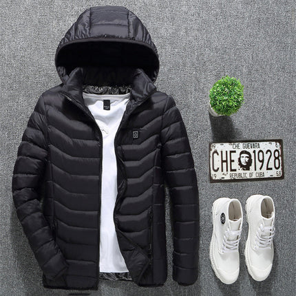 Winter Heated Jacket USB Electric Cotton Coat Zip-up Heater Thermal Clothing Heating Vest For Men