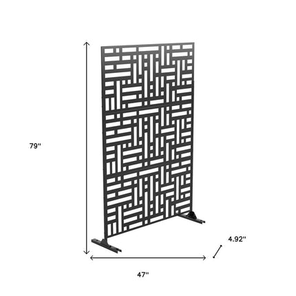 79" Black Steel Three Panel Screen Room Divider