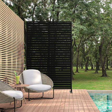 72" Black Steel Three Panel Screen Room Divider