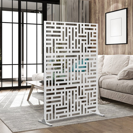 72" White Steel Three Panel Screen Room Divider