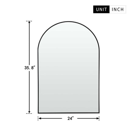 39" Black Arch Metal Framed Bathroom Vanity Mirror