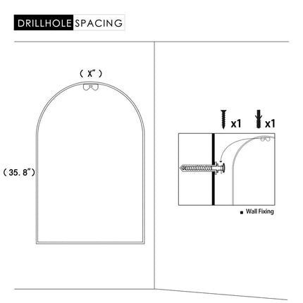 39" Black Arch Metal Framed Bathroom Vanity Mirror