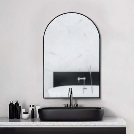 39" Black Arch Metal Framed Bathroom Vanity Mirror