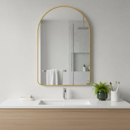 39" Gold Arch Metal Framed Bathroom Vanity Mirror