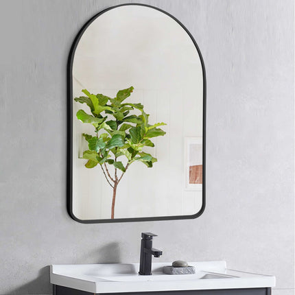 39" Black Arch Metal Framed Bathroom Vanity Mirror