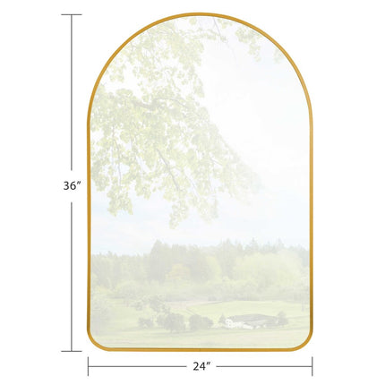 39" Gold Arch Metal Framed Bathroom Vanity Mirror