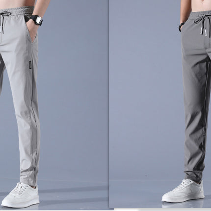 Ice Silk Pants Men'S Summer Thin Casual Pants Loose Straight Breathable