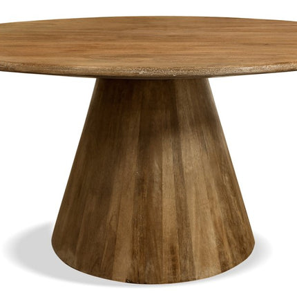 60" Natural Rounded Solid Wood Pedestal Base Dining Table