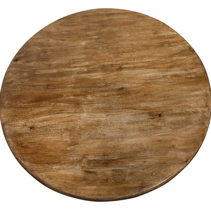 60" Natural Rounded Solid Wood Pedestal Base Dining Table