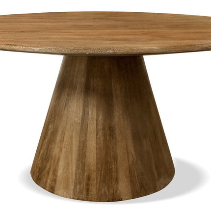 60" Natural Rounded Solid Wood Pedestal Base Dining Table
