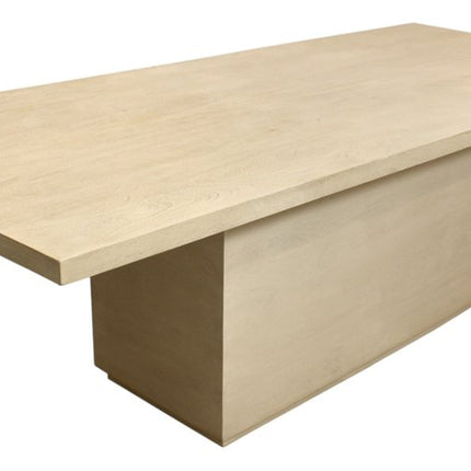 96" Natural and Brown Solid Wood Pedestal Base Dining Table