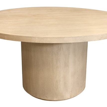 60" Natural and Brown Rounded Solid Wood Pedestal Base Dining Table