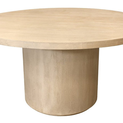 60" Natural and Brown Rounded Solid Wood Pedestal Base Dining Table