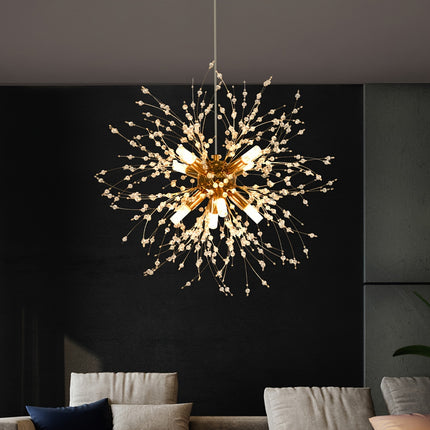Dandelion Shaped Living Room, Dining Room, Bedroom, Kitchen with Modern Golden Crystal Chandeliers