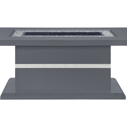 52" Dark Gray Wood And Faux Crystal Pedestal Coffee Table