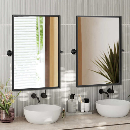 31" Black Metal Tilting Framed Accent Mirror
