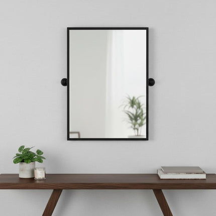 31" Black Metal Tilting Framed Accent Mirror