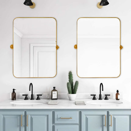 31" Gold Metal Tilting Framed Accent Mirror
