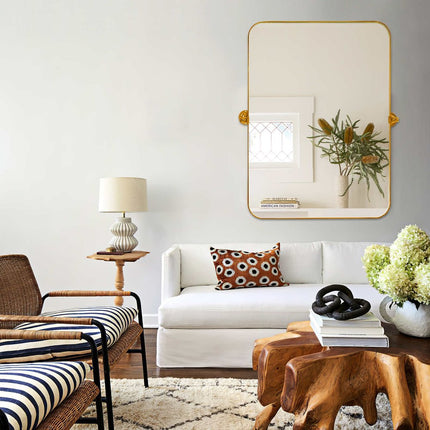 31" Gold Metal Tilting Framed Accent Mirror