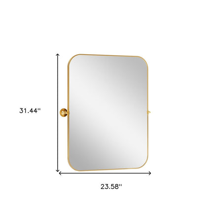31" Gold Metal Tilting Framed Accent Mirror