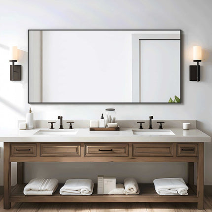 71" Black Metal Leaning Framed Full Length Mirror