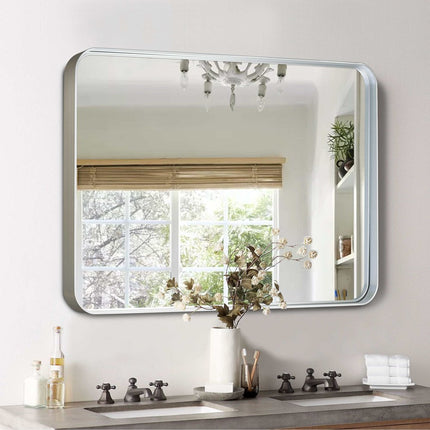 50" Silver Metal Framed Accent Mirror