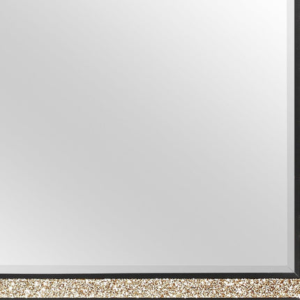 36" Black And Gold Faux Crystal And Wood Dresser Mount Framed Mirror
