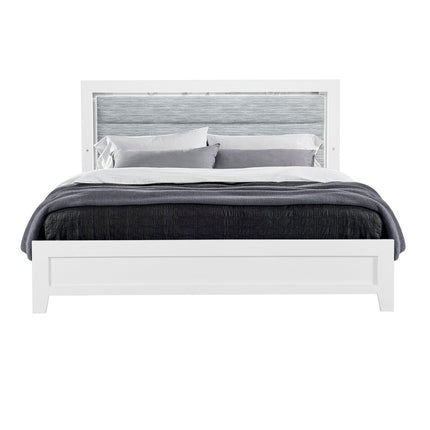 White And Gray Wood And Upholstery Lighted Twin Bed Frame