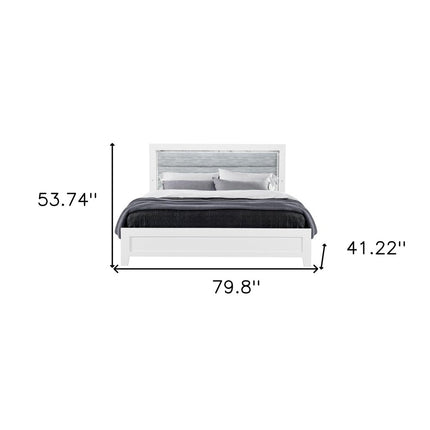 White And Gray Wood And Upholstery Lighted Twin Bed Frame