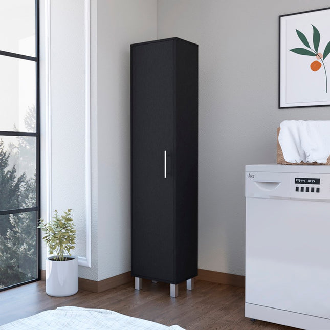 71" Black Wood Pantry Or Storage Cabinet