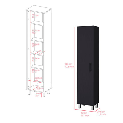 71" Black Wood Pantry Or Storage Cabinet