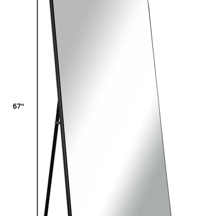 67" Black Solid Wood Arch Freestanding Framed Full Length Mirror