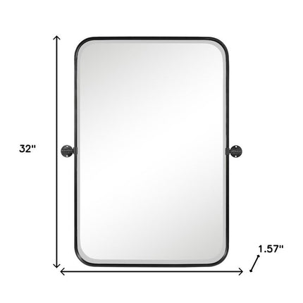 Set of Two 32" Black Metal Framed Accent Mirrors