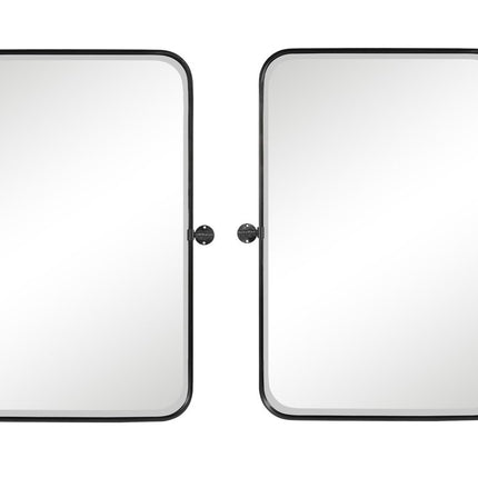 Set of Two 32" Black Metal Framed Accent Mirrors