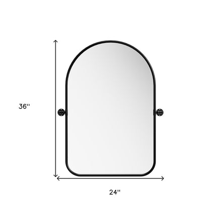 Set of Two Black Iron Arch Tilting Framed Bathroom Vanity Mirrors