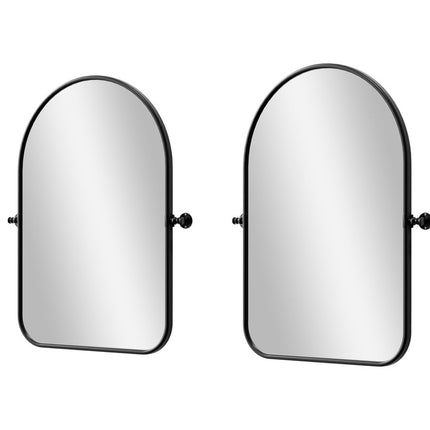 Set of Two Black Arch Iron Framed Bathroom Vanity Mirrors