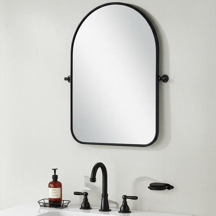 32" Black Iron Arch Tilting Framed Bathroom Vanity Mirror
