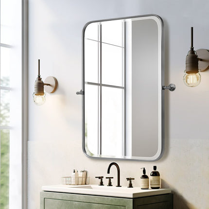 Set of Two 32" Silver Metal Framed Accent Mirrors
