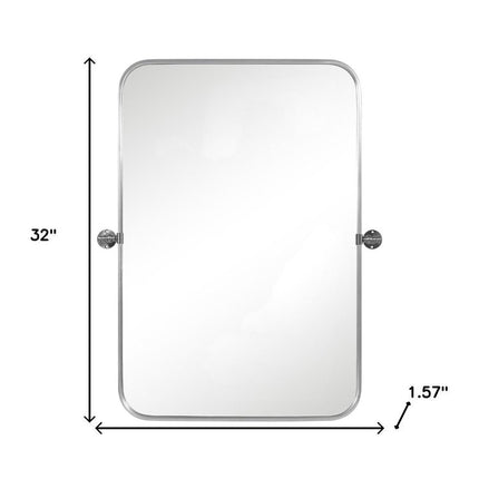 Set of Two 32" Silver Metal Framed Accent Mirrors