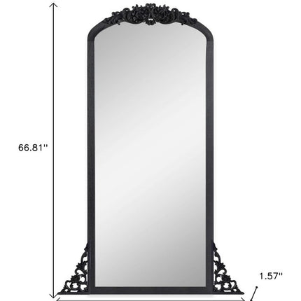 67" Black Solid Wood Framed Full Length Mirror