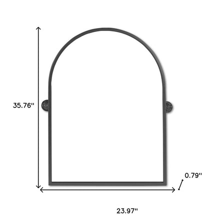 36" Black Metal Arch Tilting Framed Accent Mirror
