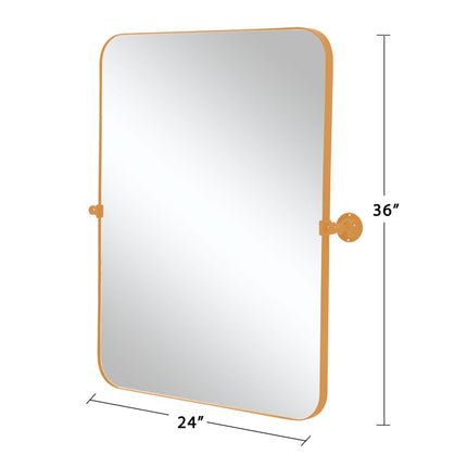 36" Gold Metal Tilting Framed Accent Mirror