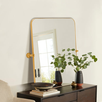 36" Gold Metal Tilting Framed Accent Mirror