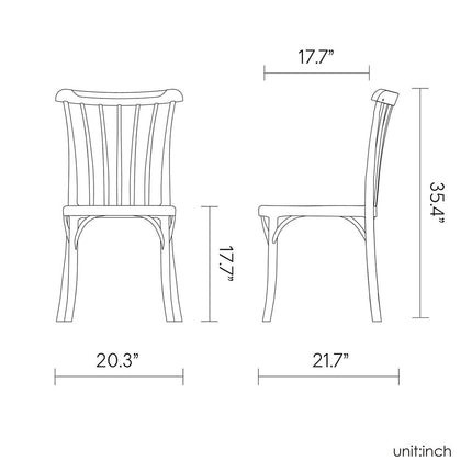 Set of Two Tan and Natural Heavy Duty Plastic Slat Back Dining Side Chairs